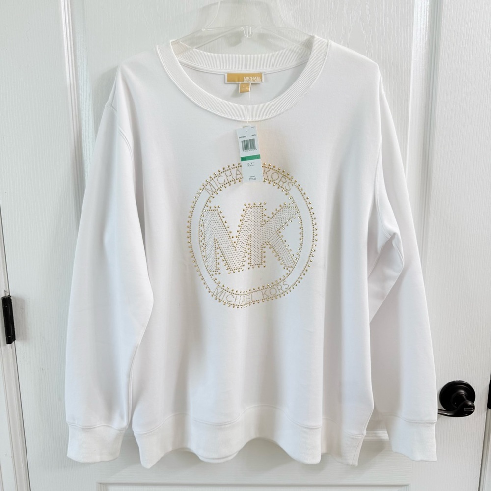 Michael Kors White Top with Gold Accents